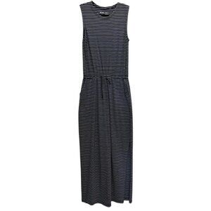 Pact‎ Organic Cotton Sleeveless Striped Maxi Dress Drawstring Waist Pockets